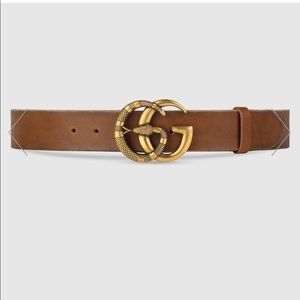 Brown leather Gucci snake belt 100% authentic
